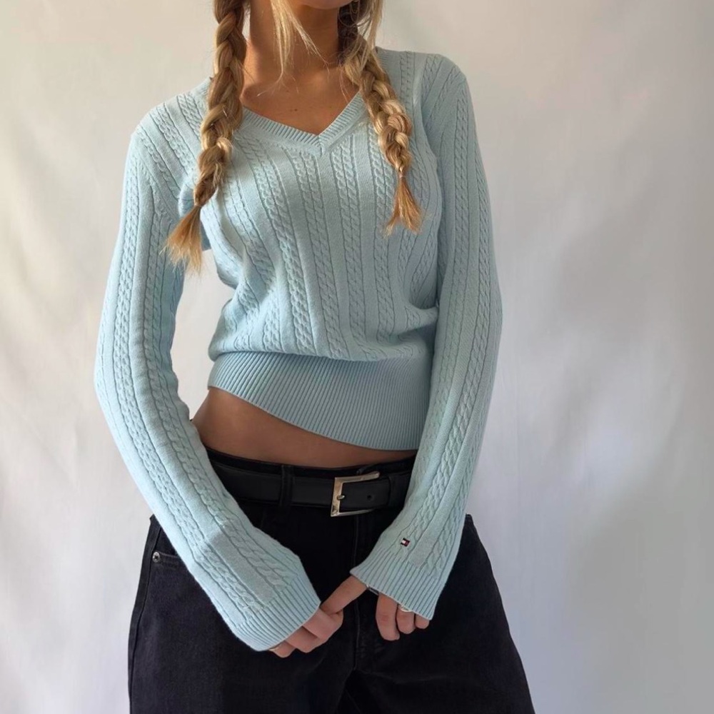 Blue Cable Knit Sweater